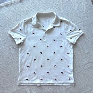 JCrew Men's classic Polo Shirt white with Embroidered Accents size L